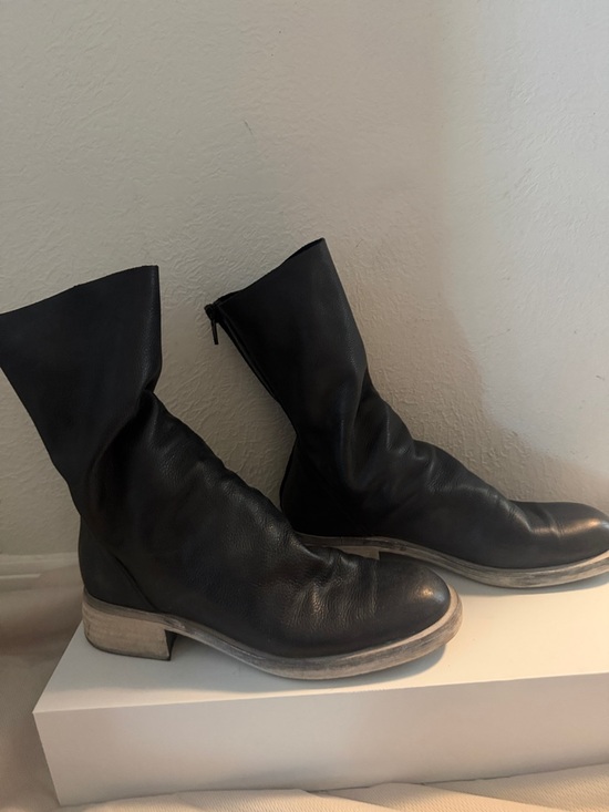 Free People Shoes - Free People Black Leather Ankle Boots with Stacked Heel